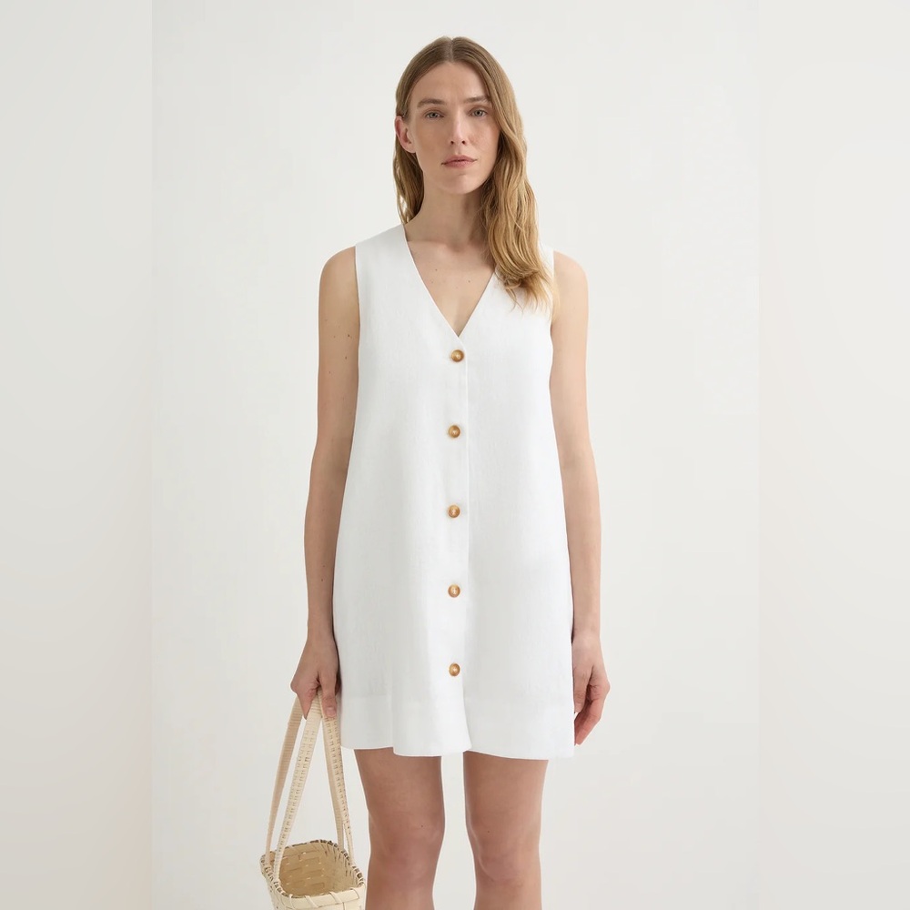 Posse White Button-Front Mini Dress